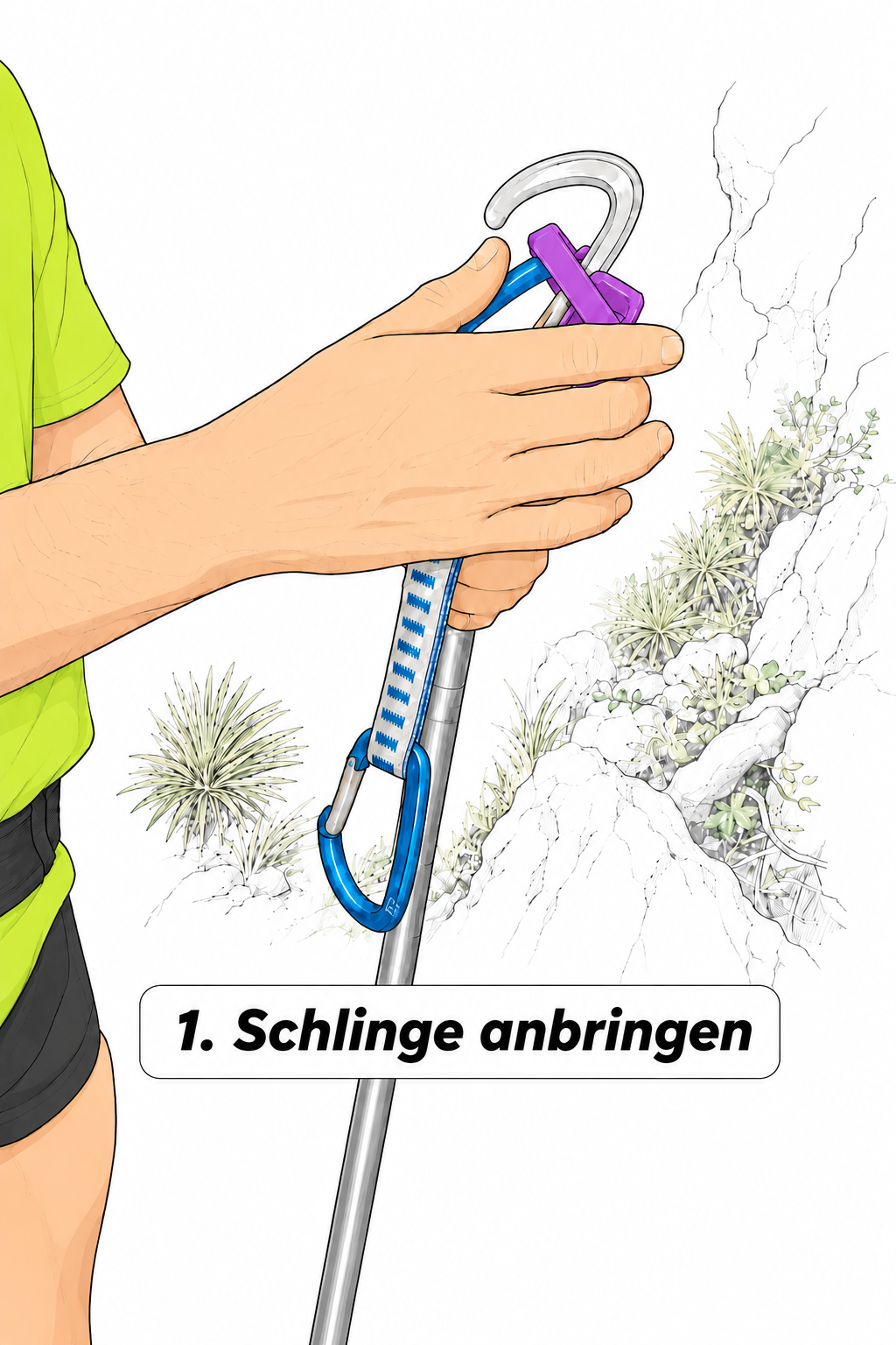 Schritt 1: Schlinge am Clipstick anbringen