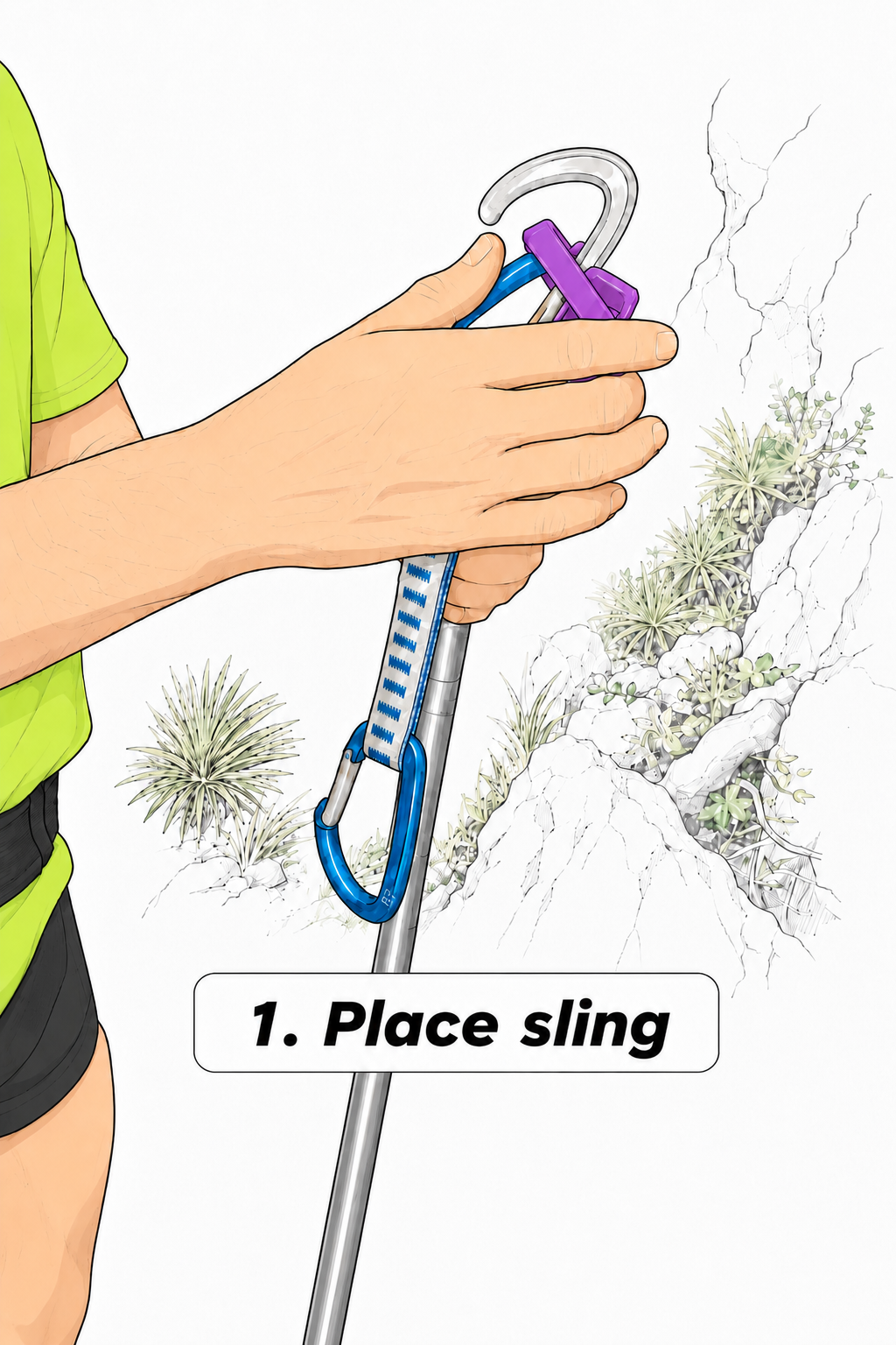 Step 1: place the sling into the Clipstick